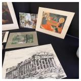 Collection of Art Prints, Historic Maps, and Limited Edition Linocut