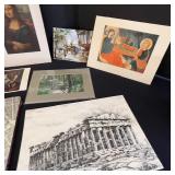 Collection of Art Prints, Historic Maps, and Limited Edition Linocut