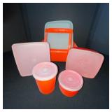 Vintage Tupperware Storage Container Set with Lids and Carriers - 8 Pieces