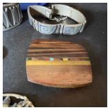 Vintage Jewelry and Accessory Collection with Blue Floral Coin Purse