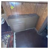 Brown Wood Storage Cabinet with Sliding Doors