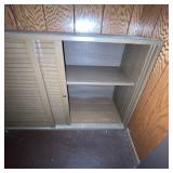 Brown Wood Storage Cabinet with Sliding Doors