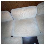 Beige Sectional Sofa with Ottoman and Chevron Pattern Upholstery