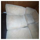 Beige Sectional Sofa with Ottoman and Chevron Pattern Upholstery