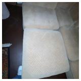 Beige Sectional Sofa with Ottoman and Chevron Pattern Upholstery