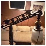 Vintage Adjustable Cast Iron Floor Lamp with Arrow Motif