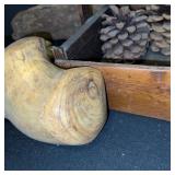 Collection of Driftwood and Pine Cones with Rustic Wooden Caddy