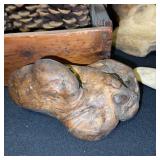 Collection of Driftwood and Pine Cones with Rustic Wooden Caddy