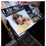 Vintage JFK Memorial Magazines with Black Metal Magazine Rack