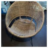 Wicker Accent Chair with Wear and Vintage Scotch Kooler