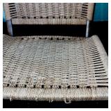 Vintage Woven Cord Folding Chair with Wooden Frame