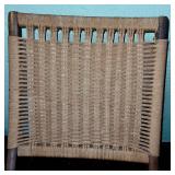 Vintage Woven Cord Folding Chair with Wooden Frame