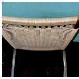 Vintage Woven Cord Folding Chair with Wooden Frame