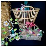 Lot of Vintage Wicker Baskets and Floral Decor Items
