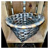 Vintage Wooden Crate with 2 Woven Baskets