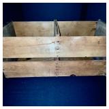 Vintage Wooden Crate with 2 Woven Baskets