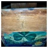 Vintage Wooden Crate with 2 Woven Baskets