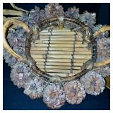 Rustic Fall Home Decor Set with Basket, Pinecones, Indian Corn, and Blueberry Muffin Jar