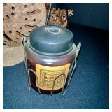 Rustic Fall Home Decor Set with Basket, Pinecones, Indian Corn, and Blueberry Muffin Jar