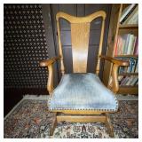 Vintage Wooden Rocking Chair with Upholstered Seat