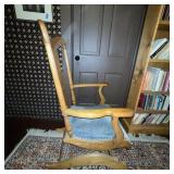 Vintage Wooden Rocking Chair with Upholstered Seat