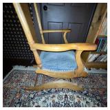 Vintage Wooden Rocking Chair with Upholstered Seat