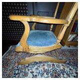 Vintage Wooden Rocking Chair with Upholstered Seat