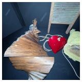 Vintage Washboard, Bag of Clothespins, Wooden Whirligig, Heart Wall Decor, and Mesh Sweater Dryer Set