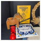 Scandinavian Decor Collection with Towels, Uff Da Mugs, Dala Horse, and Folk Art Accents