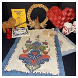 Scandinavian Decor Collection with Towels, Uff Da Mugs, Dala Horse, and Folk Art Accents