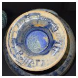 Collection of Pottery and Glass Flower Arrangers, Bowls, and Vases