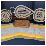 Kitchen Basket and Bread Pan Set with Woven Table Runner