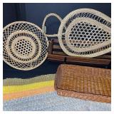 Kitchen Basket and Bread Pan Set with Woven Table Runner