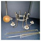 Vintage Metal Candle Chandelier with Ceiling Plate and Hanging Rods