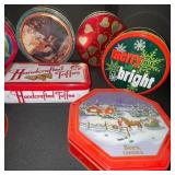 Collection of 13 Decorative Holiday and Collectible Tin Containers