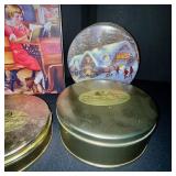 Collection of 13 Decorative Holiday and Collectible Tin Containers