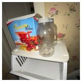 Plastic Storage Tower with Baskets, il Passatutto Velox Food Mill, and 2 Atlas Mason Jars