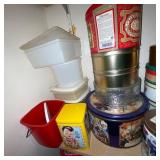 Collection of Vintage Decorative Tins and Glass Jars