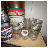 Collection of Vintage Decorative Tins and Glass Jars