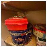 Collection of Vintage Decorative Tins and Glass Jars