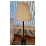 Floor Lamp with Pleated Shade and Black Base