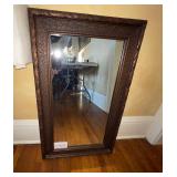 Antique Wall Mirror with Ornate Carved Wood Frame