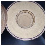 Collection of 3 Straw Hats and 2 Woven Hand Fans