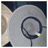 Collection of 3 Straw Hats and 2 Woven Hand Fans