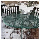 Green Wrought Iron Patio Table with 6 Chairs