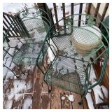 Green Wrought Iron Patio Table with 6 Chairs