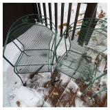 Green Wrought Iron Patio Table with 6 Chairs