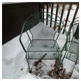 Green Wrought Iron Patio Table with 6 Chairs