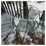 Green Wrought Iron Patio Table with 6 Chairs