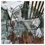Green Wrought Iron Patio Table with 6 Chairs